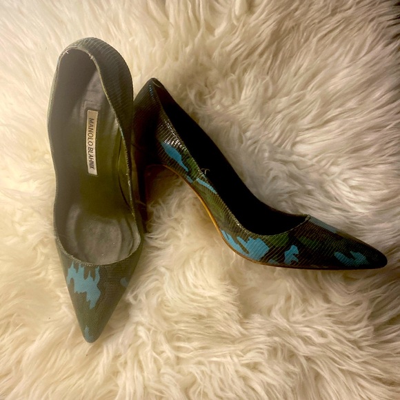 Manolo Blahnik Heel Military Green Camouflage - Picture 3 of 4